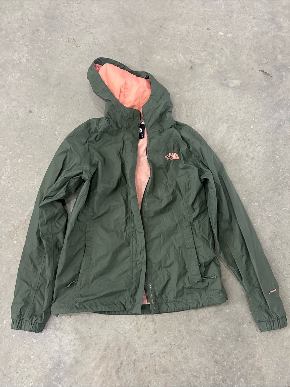 The North Face Women's Olive Green Shell Jacket with Pink Lining